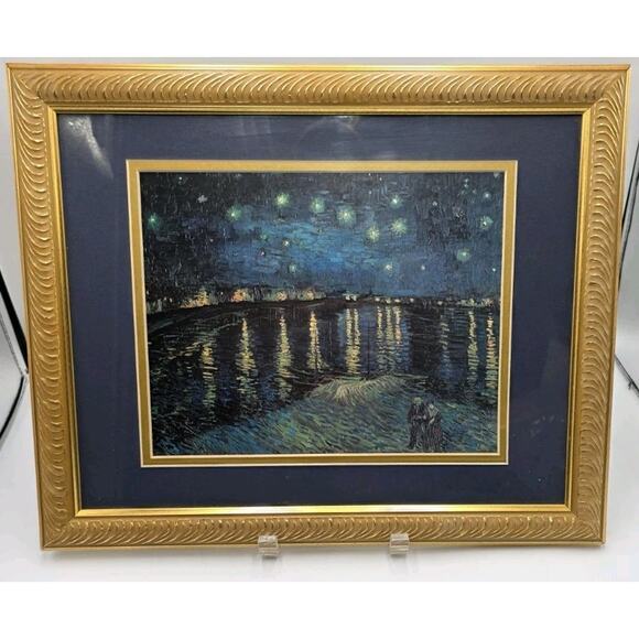Framed Van Gogh Starry Night Over‎ The Rhone Lithograph Portal Pub. 11x14 Litho - Picture 1 of 15